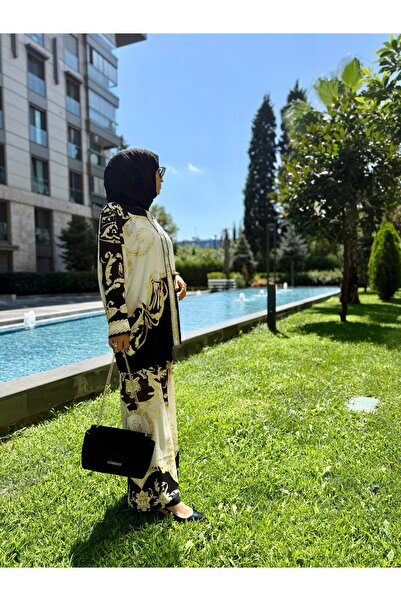 laviezey Şık Desenli Oversize Gömlek Pantolon İkili Takım