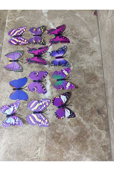 pvc 3D kelebek duvar dekor 12 adet kelebek buketlik