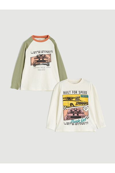 LC Waikiki New Season Crew Neck Printed Boys' T-Shirt 2-Piece