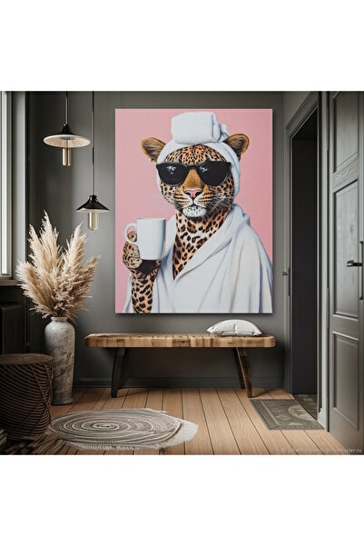 LEOPARD BATHROOM WC TOILET BEAUTY SALOON CANVAS PAINTING HOME WALL LIVING ROOM OFFICE SHOP DECORATION