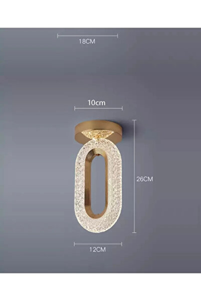 Nova Lighting Eclipse Kristal Ledli Avize Tavana Sıfır Gold Sarı Gövde 3 Renk Modu Koridor yatak Odası Çocuk Odası