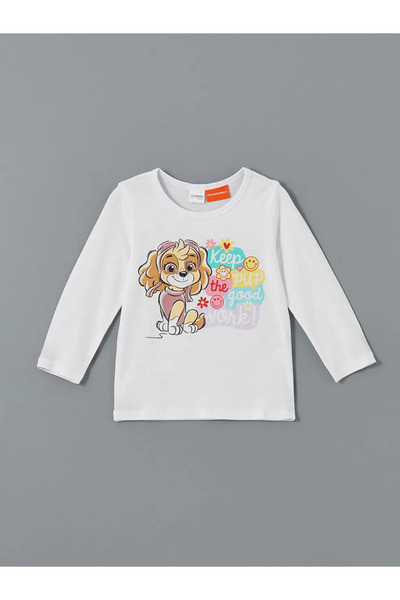 LC Waikiki Lcw kidswhite crew neck paw patrol Printed girl's pajama set