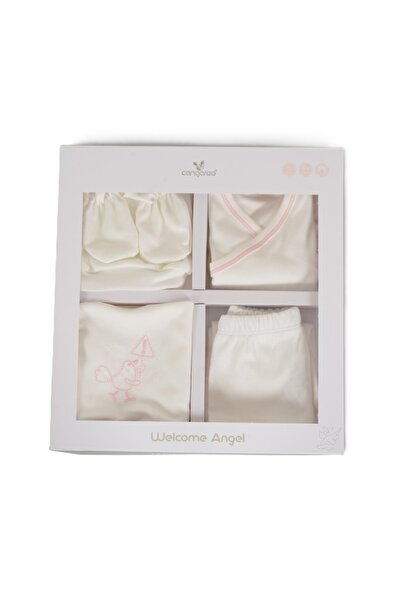 Cangaroo Set 5 piese bumbac nou nascut Welcome Little Angel, 0-3 luni, Roz