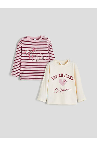 LC Waikiki New Season Crew Neck Girl's T-Shirt Pack of 2