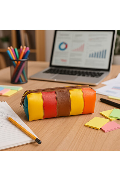 SYAZE حامل أقلام من الجلد الصناعي متعدد الألوان