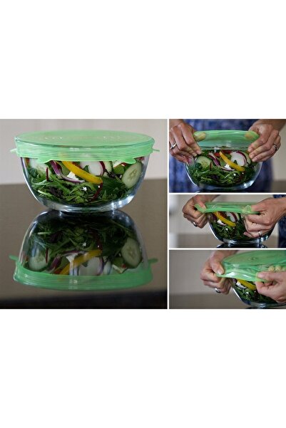 SSMEDIA Set 6 bucati capace de silicon, reutilizabile, folosite pentru a pastra prospetimea alimentelor- VER