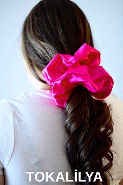 TOKALİLYA Kadın Saten Çapı 20 cm XXXLBüyük Boy Simit Scrunchie Handmade Saç Toka