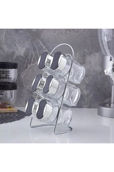 Home Box Karl 7-Piece Spice Jar Set with Rack