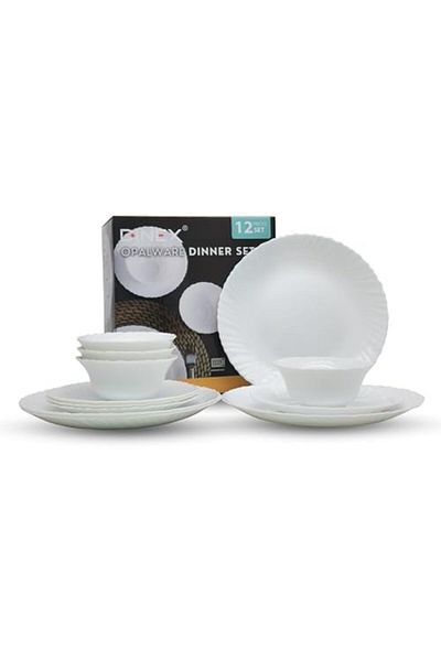 Dinex Opal Dinner Set by for 4 Persons, 12 Pieces, White