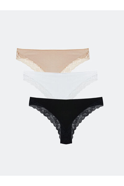 LC Waikiki Timeless Recommendations from Timeless Store |   Lace Detailed Brazilian Panties 3-Pack