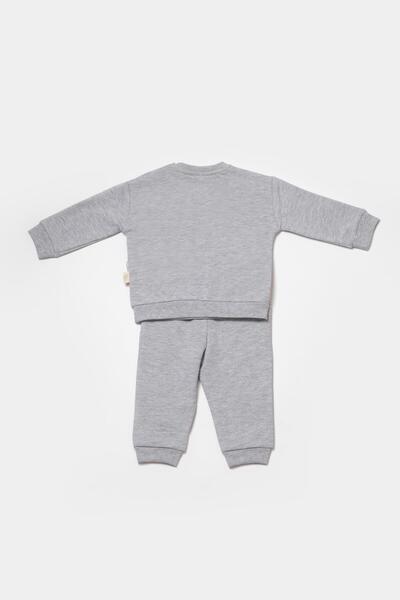 Magu Unisex Baby Cotton Gray Puzzle Printed Double Set