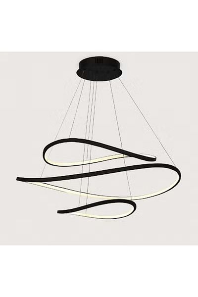 Nerfa Luxury modern chandelier with streamlined design and three-color LED lighting - black frame