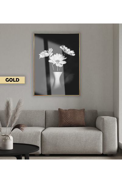 Harikabirev HARİKABİREV | MODEL DE FLORI VAZOLU ALB-NEGRU | TABLA DE STICLA T...