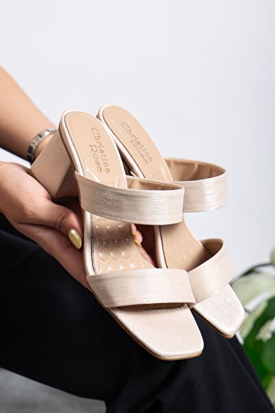 ZSHOES Papuci cu toc înalt din satin cu model dublu Grace