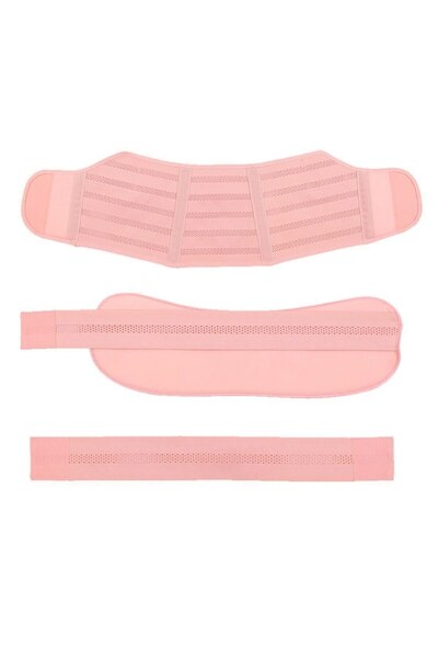 SSMEDIA Elastic Pregnancy Support Belt, Adjustable, 3-Piece - Pink, Size M