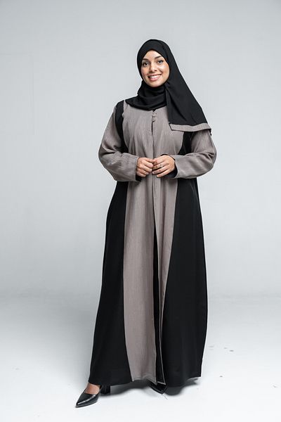 LAVİNİA Lavinia women's abaya, two-tone fabric with jacquard