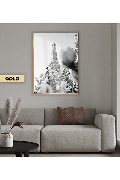 Harikabirev HARIKABİREV | MODELUL TURNUL EIFFEL NEGRU & ALB -4 | TABELA DIN STICLA TEMPERATĂ CU CADRU, SIMPLE, VERTICALĂ