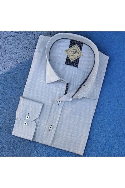 GÖMLEK GALERİSİ Slim Fit Slim Fit Plain Long Sleeve Men's Shirt