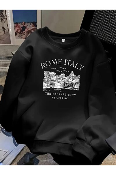 FUFLUNS ROMA ITALIA IMPRIMAT OVERSIZE UNISEX HANORAC CU GLUGĂ
