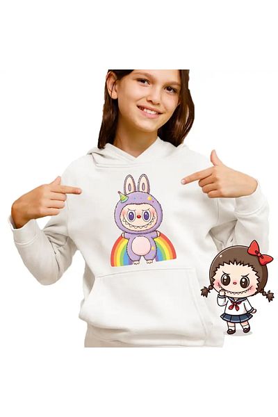 OEM Labubu Rainbow Mood Kids Girls Sweatshirt