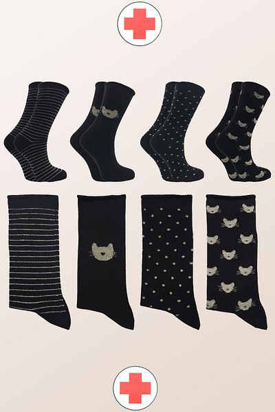 trendlerim senin tarzın Women's Patterned Elasticless Diabetic Candy Socks (4 Pairs of Cotton)