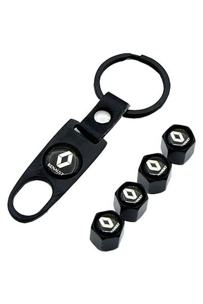 MAF 4 tire valve caps with Renault logo + Renault car keychain