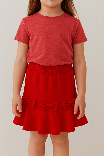 nacar çarşı Fusta cu panglică roșie pentru fete, cu talie elastică, model con...