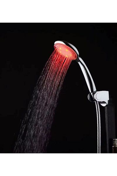 OEM LED shower head with temperature-dependent color change, hydraulic supply