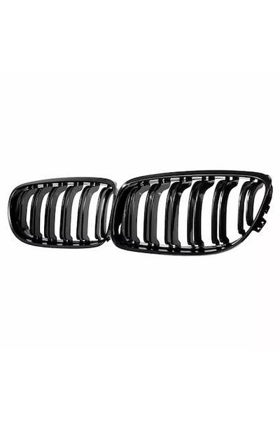 INGENIO Set 2 Grile Duble Nari Capota Compatibil cu BMW Seria 3, E90, E91 (2007-2012) LCI Negru Lucios