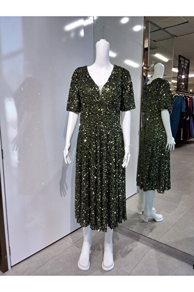 Butik PAYETLİ MİDİ BOY KISA KOLLU BATTAL ABİYE