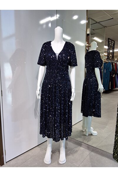 Butik PAYETLİ MİDİ BOY KISA KOLLU BATTAL ABİYE