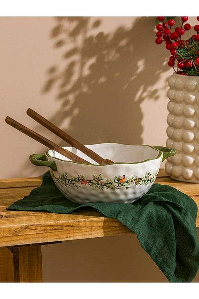 LC Waikiki Lcw Flower Patterned Ceramic Bowl 27 cm (W5)