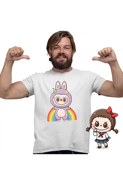 OEM Men's T-Shirt Labubu Rainbow Mood