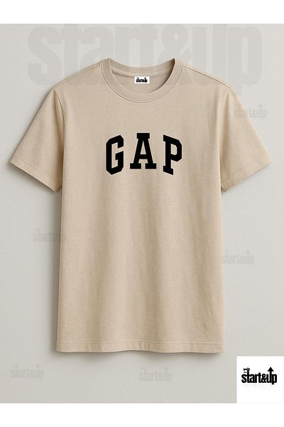 QUEENSTOWN Unisex Beige Chest Ga Printed Oversize Crew Neck T-Shirt