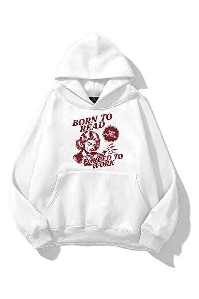 Tarzsokak Hanorac pentru femei Born to Read alb