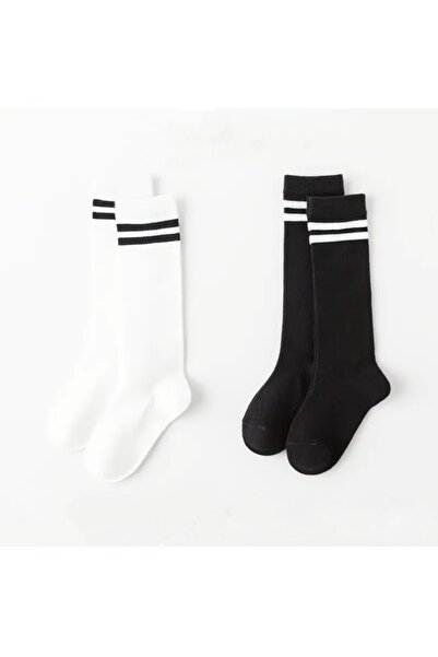 OEM Set of 2 pairs of girls' socks, White, Black, 4-8 years