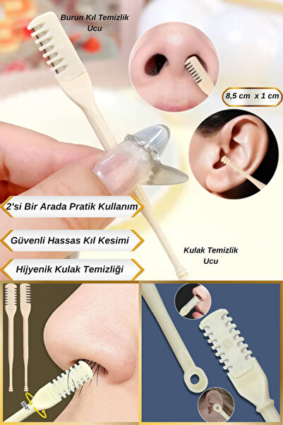 Hane Dostu Çift Uçlu 2 Fonksiyonlu Hijyenik Burun Kılı Temizleme Kulak Temizleme Aparatı
