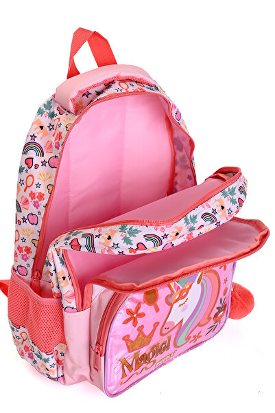 MUGGLE Mu-9046 Unicorn Okul Çantası ve Kalemlik Seti – Renkli Desenli, Işıltılı, Ortaokul/İlkokul İç