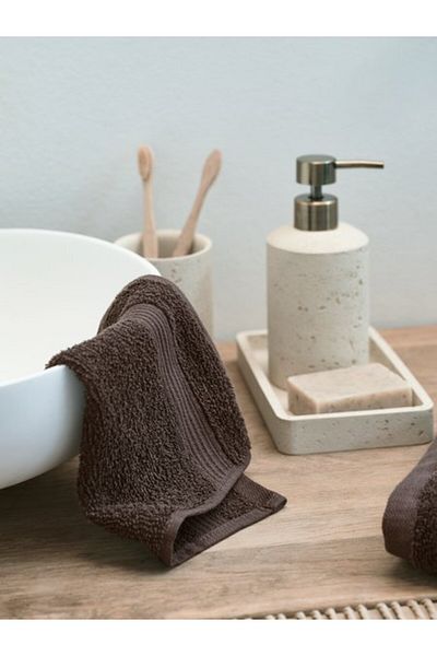 OEM Set of 2 face towels KARLSTAD 28x30 brown