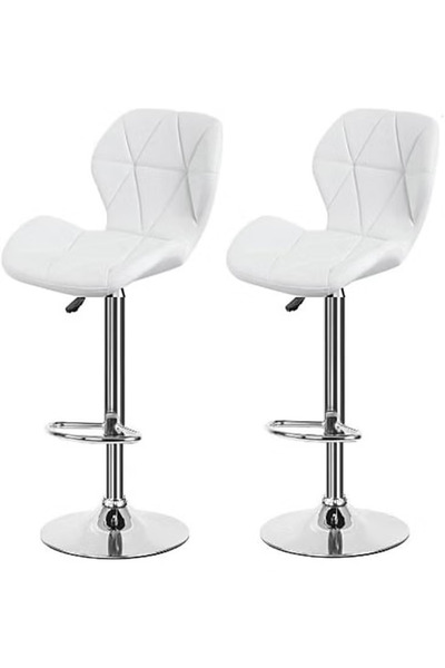 rexa كرسي بار مريح قابل للتعديل بتصميم ماسي مصنوع من جلد البولي يوريثان (قطعتان)