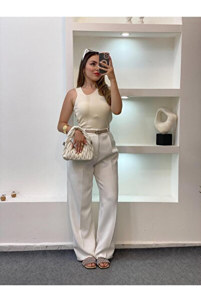 PEMAA Kalın askılı asimetrik v yaka standart beden triko bluz