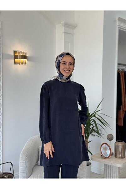 MissWhence İpek Tunik Lacivert 37025
