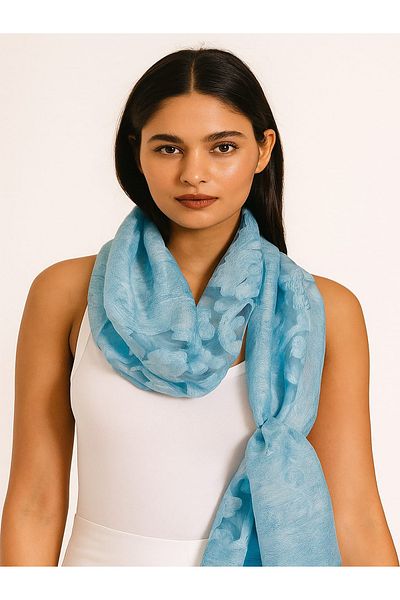 fiore fashion 2`Li Organza Shawl 170*70 Women's Shawl (Blue and Orange)