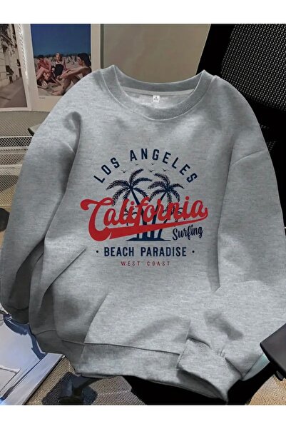 FUFLUNS سويت شيرت لوس أنجلوس كاليفورنيا مطبوع كبير الحجم للجنسين للنساء/الرجال برقبة دائرية