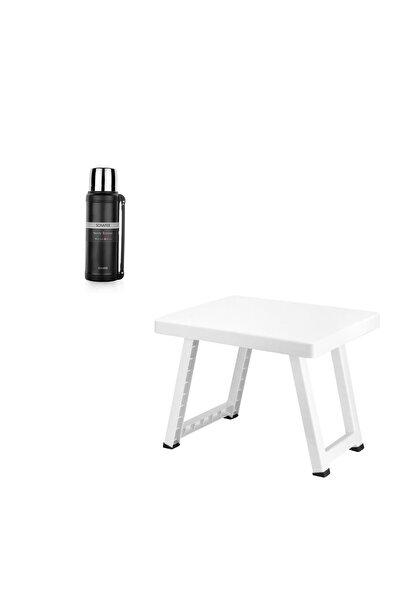 Altabi Steel Thermos 2000 ml Black Color and Plastic Folding Coffee Table