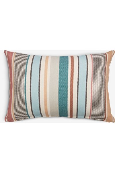 DavidaHome Perna decorativa, cu dungi, husa bumbac, fermoar, 40x60 cm, multic...