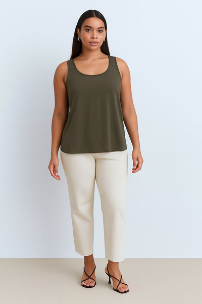 EFFE 3 Pieces A-Line Plus Size Cotton Thick Strap Tank Top T-Shirt
