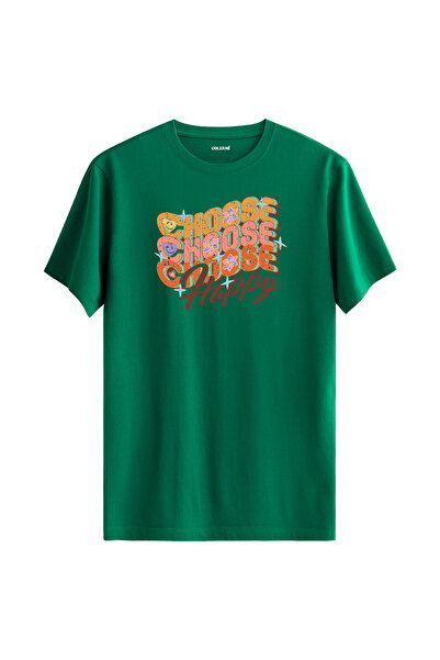 Colermi تي شيرت مكتوب عليه "اختر السعادة" مصنوع من القطن بنسبة 100%