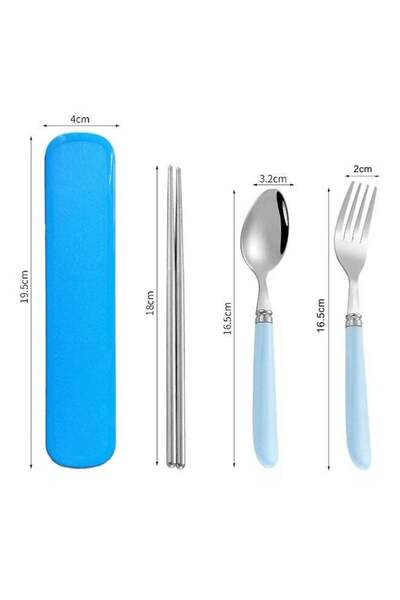 Generic Stainless Steel Cutlery Set Blue