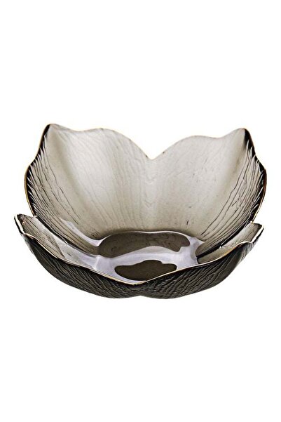 Generic Lily Pattern Glass Bowl Grey 19.5x19.5x7.3cm